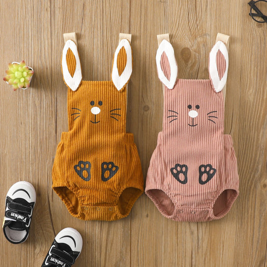 Boys And Girls Baby Corduroy Small Rabbit Backstrap Triangle Clothing