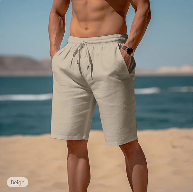 Drawstring Elastic Waist Straight Breathable Shorts