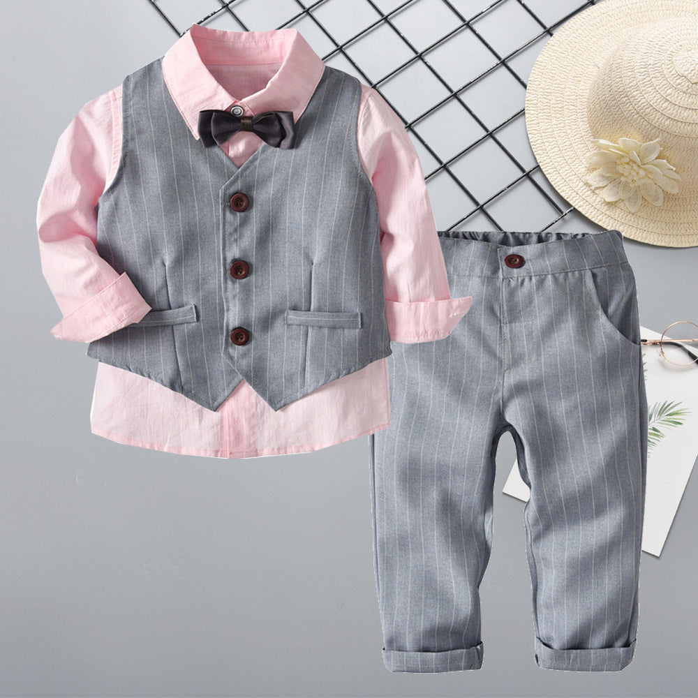 Boys Long Sleeve Shirt Vest Trousers Gentleman Bow Tie